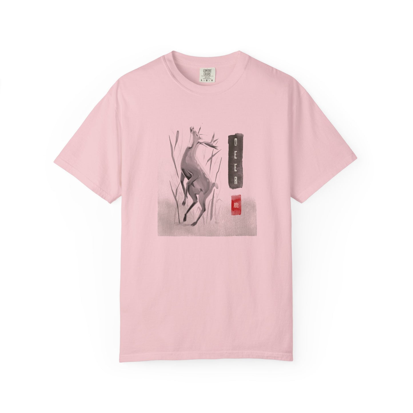 Japanese Ink Wash Deer Graphic T-Shirt Sumi-e Animal Art Tee Zen Wildlife Shirt Unisex Nature Lover
