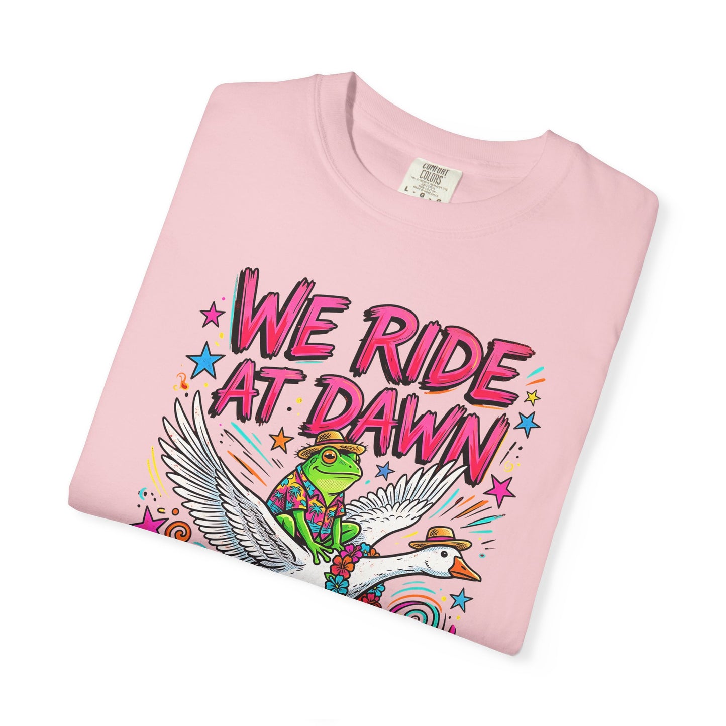 We Ride At Dawn Shirt Funny Frog Meme T-Shirt Retro 90s Neon Graphic Tee Goose rider Trendy Top