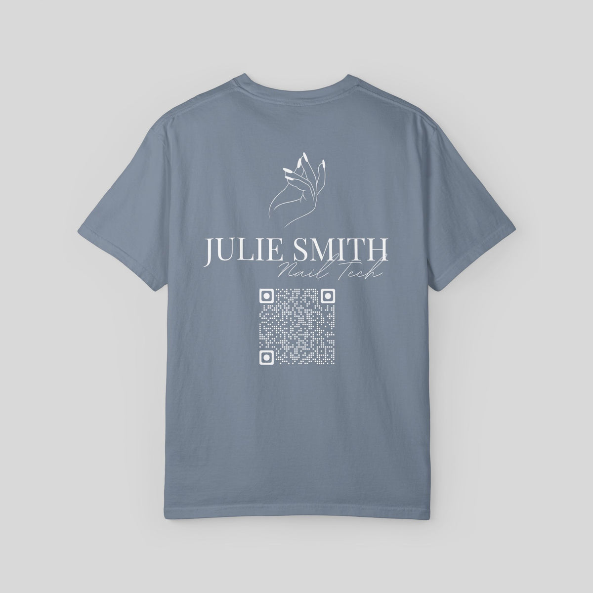 Custom Nail Tech Shirt, Personalized QR Code Salon Uniform, Nail Artist T-Shirt, Beauty Salon Tee