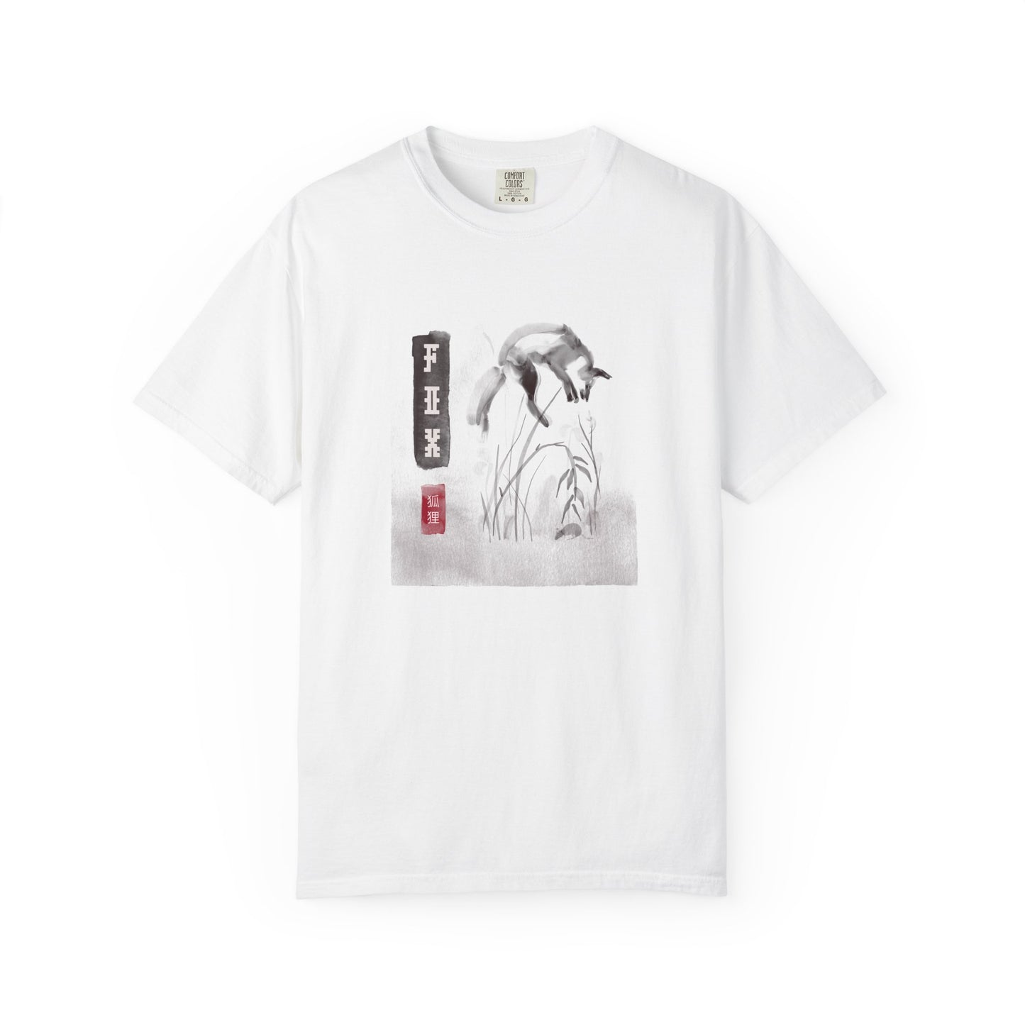 Japanese Ink Wash Fox Graphic T-Shirt Sumi-e Animal Art Tee Zen Aesthetic Wildlife Shirt Unisex