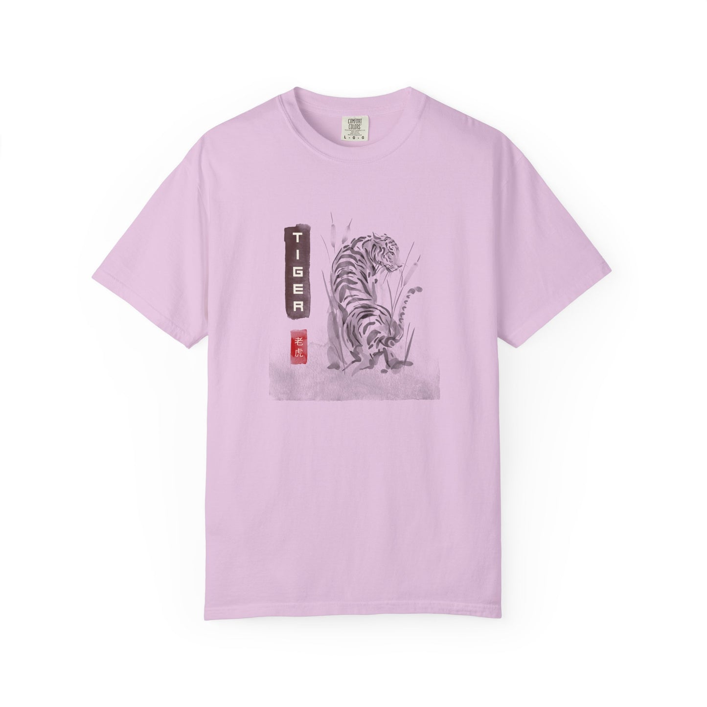 Japanese Ink Wash Tiger Graphic T-Shirt Sumi-e Kanji Art Zen Wildlife Shirt Unisex Asian Aesthetic T