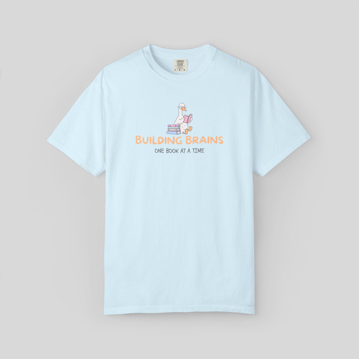 Building Brains One Book at a Time Shirt, Reading Teacher Gift, Librarian Tee, Cute Goose Book Lover, Early Literacy, Bookish