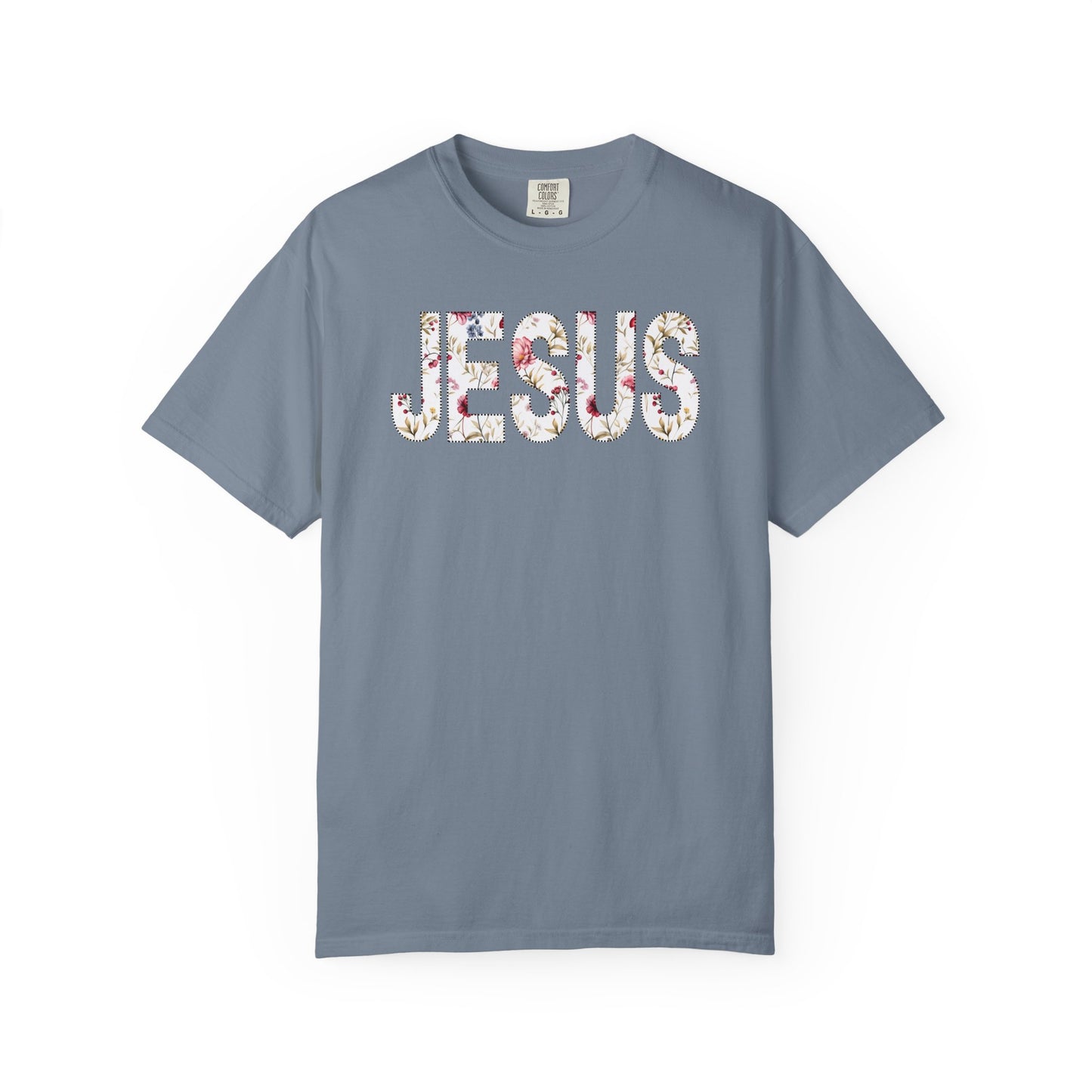 Floral Jesus Christian Cross Word Art  T-Shirt  Jesus Christ Bible Verse Graphic Tee Religious Gift