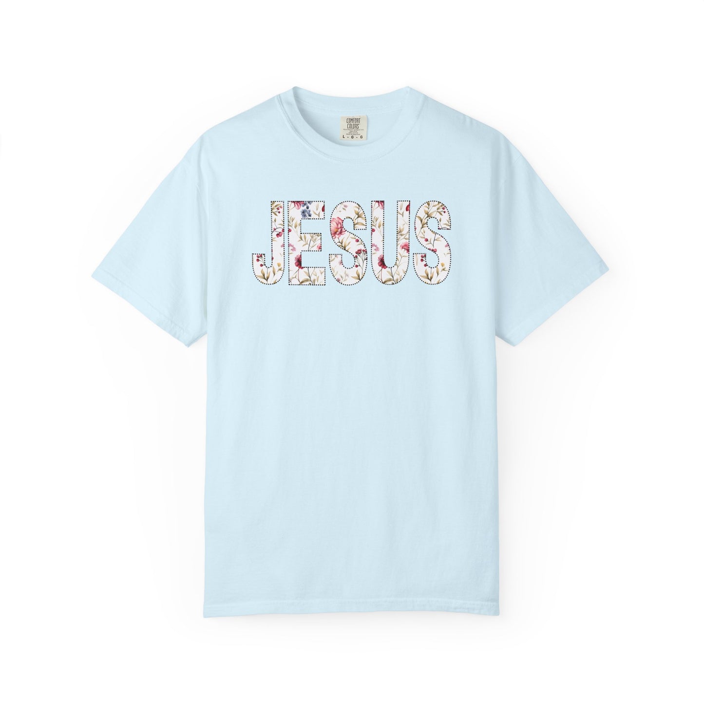 Floral Jesus Christian Cross Word Art  T-Shirt  Jesus Christ Bible Verse Graphic Tee Religious Gift