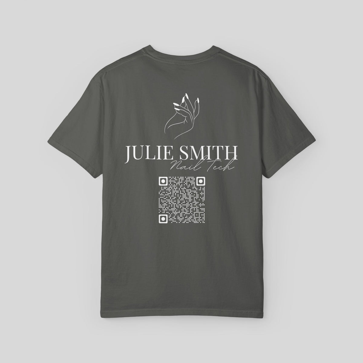 Custom Nail Tech Shirt, Personalized QR Code Salon Uniform, Nail Artist T-Shirt, Beauty Salon Tee