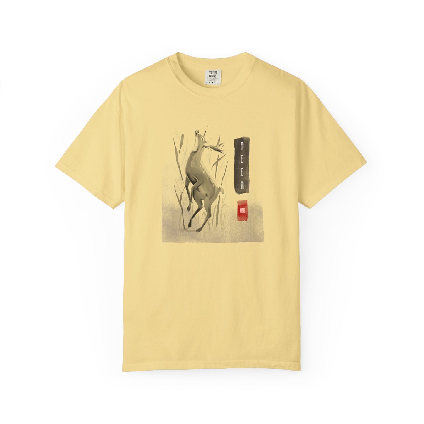 Japanese Ink Wash Deer Graphic T-Shirt Sumi-e Animal Art Tee Zen Wildlife Shirt Unisex Nature Lover