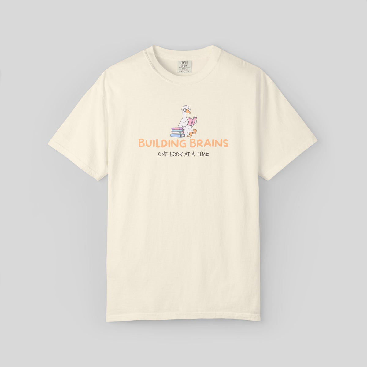 Building Brains One Book at a Time Shirt, Reading Teacher Gift, Librarian Tee, Cute Goose Book Lover, Early Literacy, Bookish