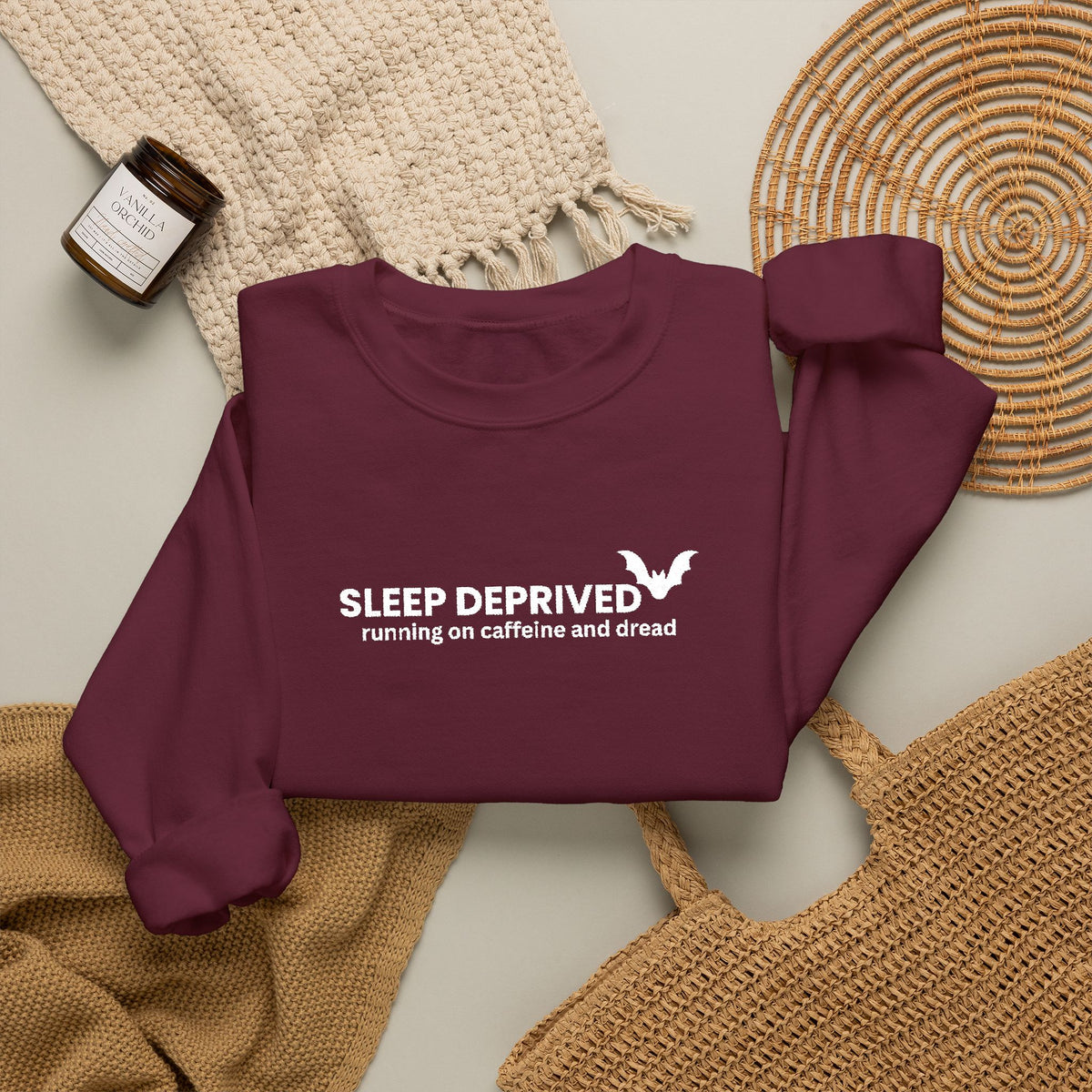 Sleep Deprived Bat sweatshirt | Cute Gothic Sleep Quote Crewneck