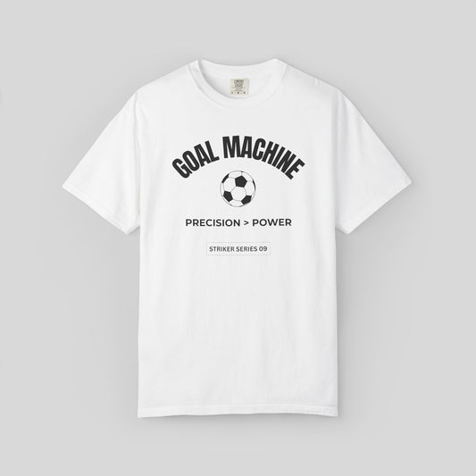 Goal Machine Soccer Shirt,Precision Over Power Soccer Tee,Striker Series Retro Varsity T-Shirt
