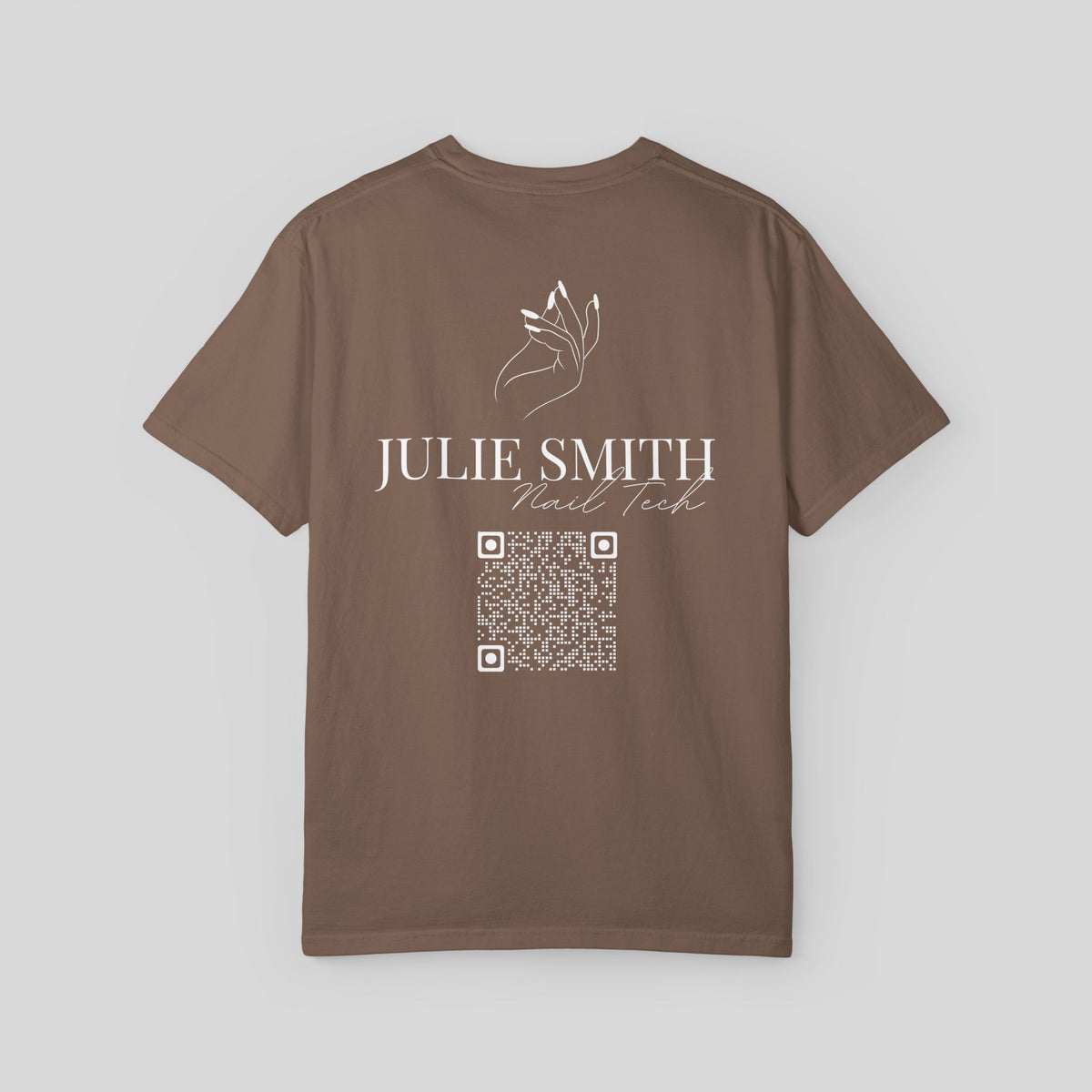 Custom Nail Tech Shirt, Personalized QR Code Salon Uniform, Nail Artist T-Shirt, Beauty Salon Tee