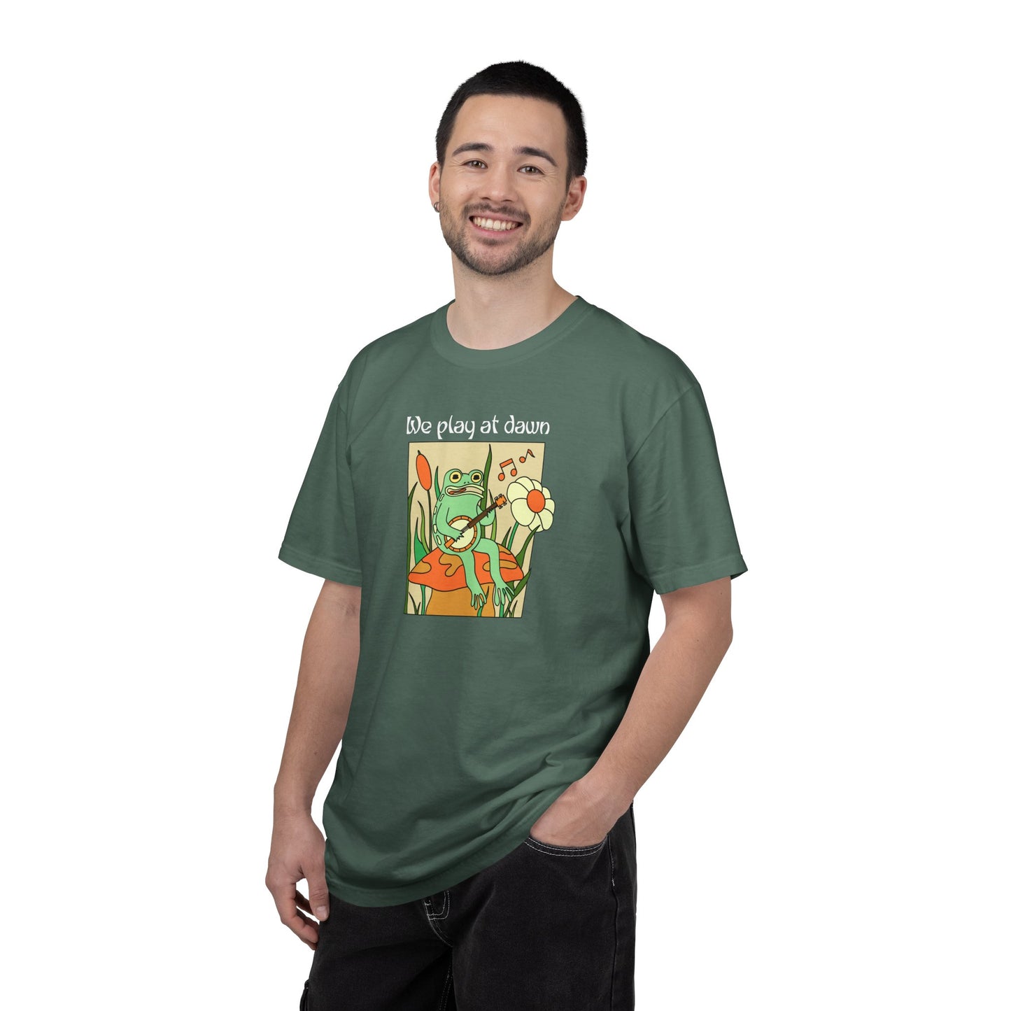Comfort Colors Funny Guitarist Shirt Frog meme shirt for musician gift idea we play at dawn funnyk
