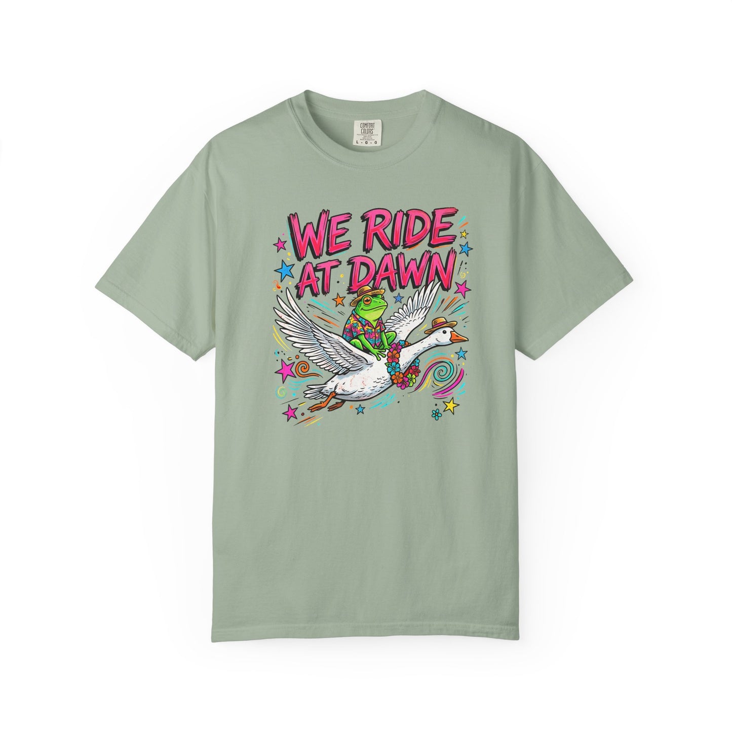 We Ride At Dawn Shirt Funny Frog Meme T-Shirt  Retro 90s Neon Graphic Tee Goose rider Trendy Top
