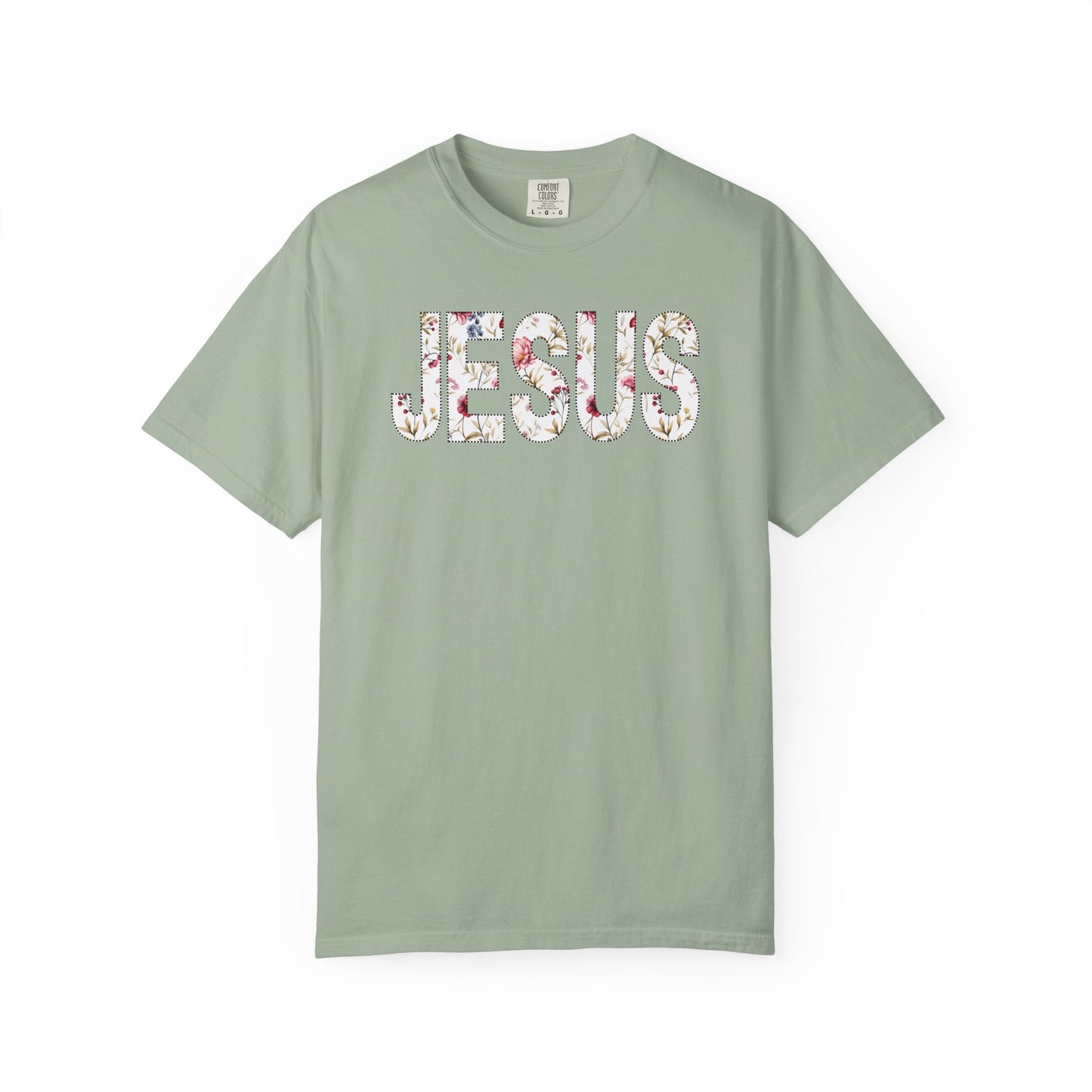Floral Jesus Christian Cross Word Art  T-Shirt  Jesus Christ Bible Verse Graphic Tee Religious Gift