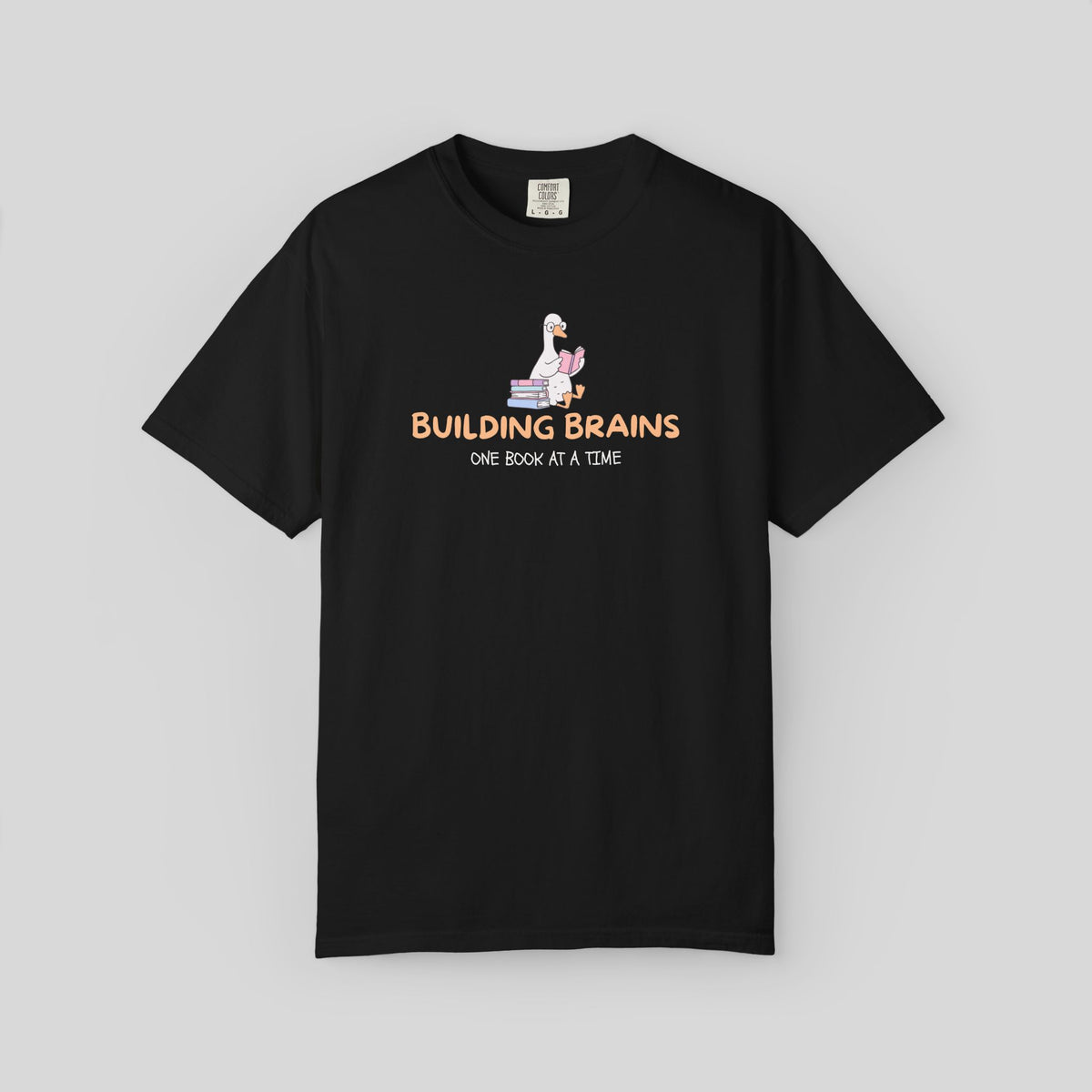 Building Brains One Book at a Time Shirt, Reading Teacher Gift, Librarian Tee, Cute Goose Book Lover, Early Literacy, Bookish