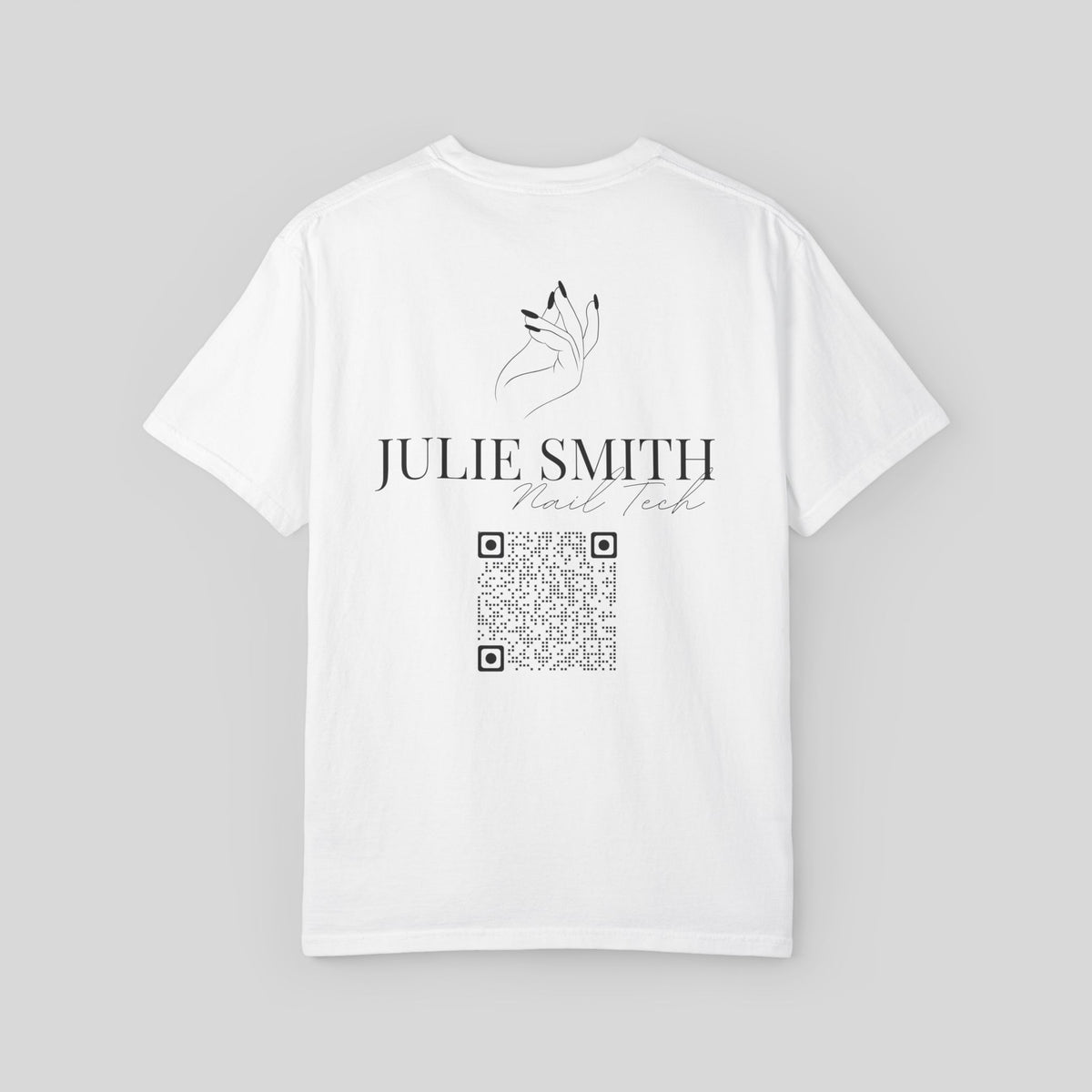 Custom Nail Tech Shirt, Personalized QR Code Salon Uniform, Nail Artist T-Shirt, Beauty Salon Tee