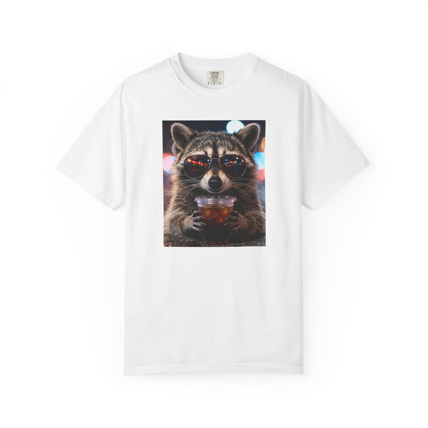 Comfort Colors Raccoon Iced Coffee T-Shirt Funny Animal Meme Tee Coffee Lover Raccoon Shirt Unisex