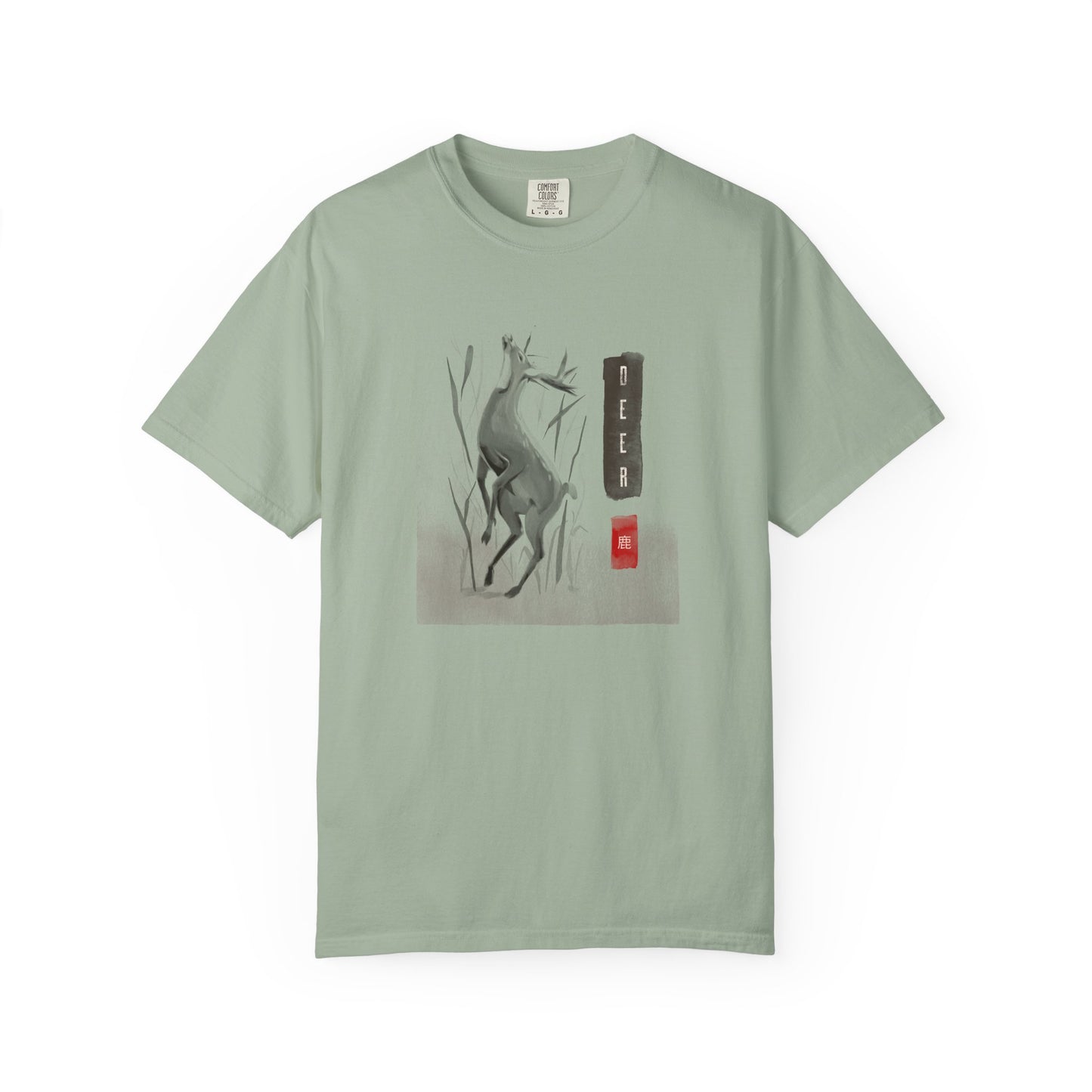 Japanese Ink Wash Deer Graphic T-Shirt Sumi-e Animal Art Tee Zen Wildlife Shirt Unisex Nature Lover