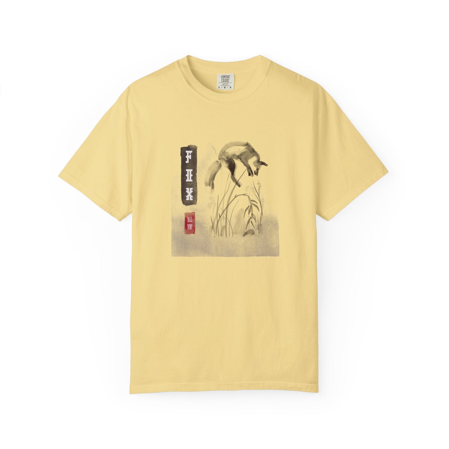 Japanese Ink Wash Fox Graphic T-Shirt Sumi-e Animal Art Tee Zen Aesthetic Wildlife Shirt Unisex