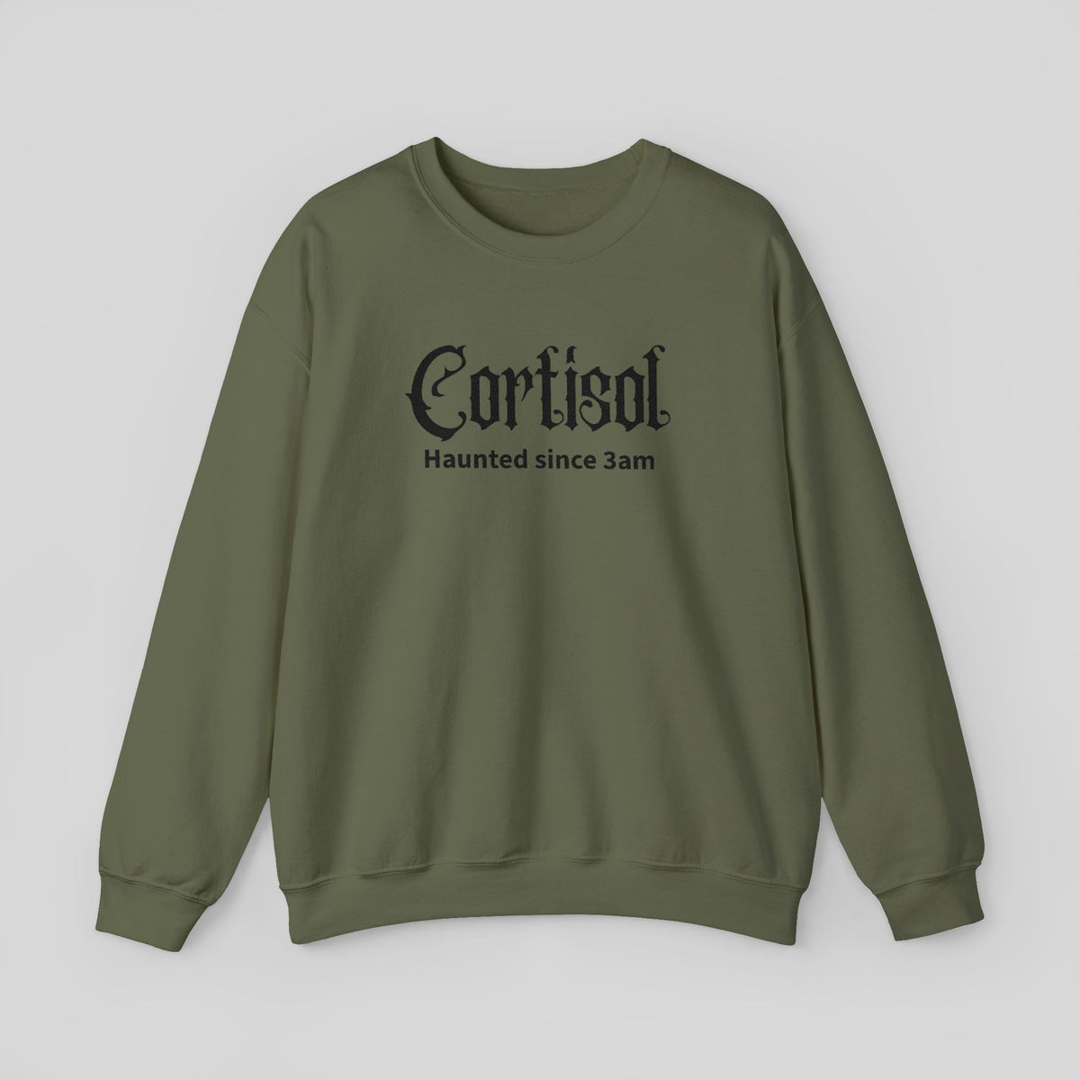 Embroidered Cortisol Sweatshirt, Haunted Since 3am Crewneck, Gothic Insomnia Stress Pullover, Funny Mental Health Fall Spooky Season Sweater
