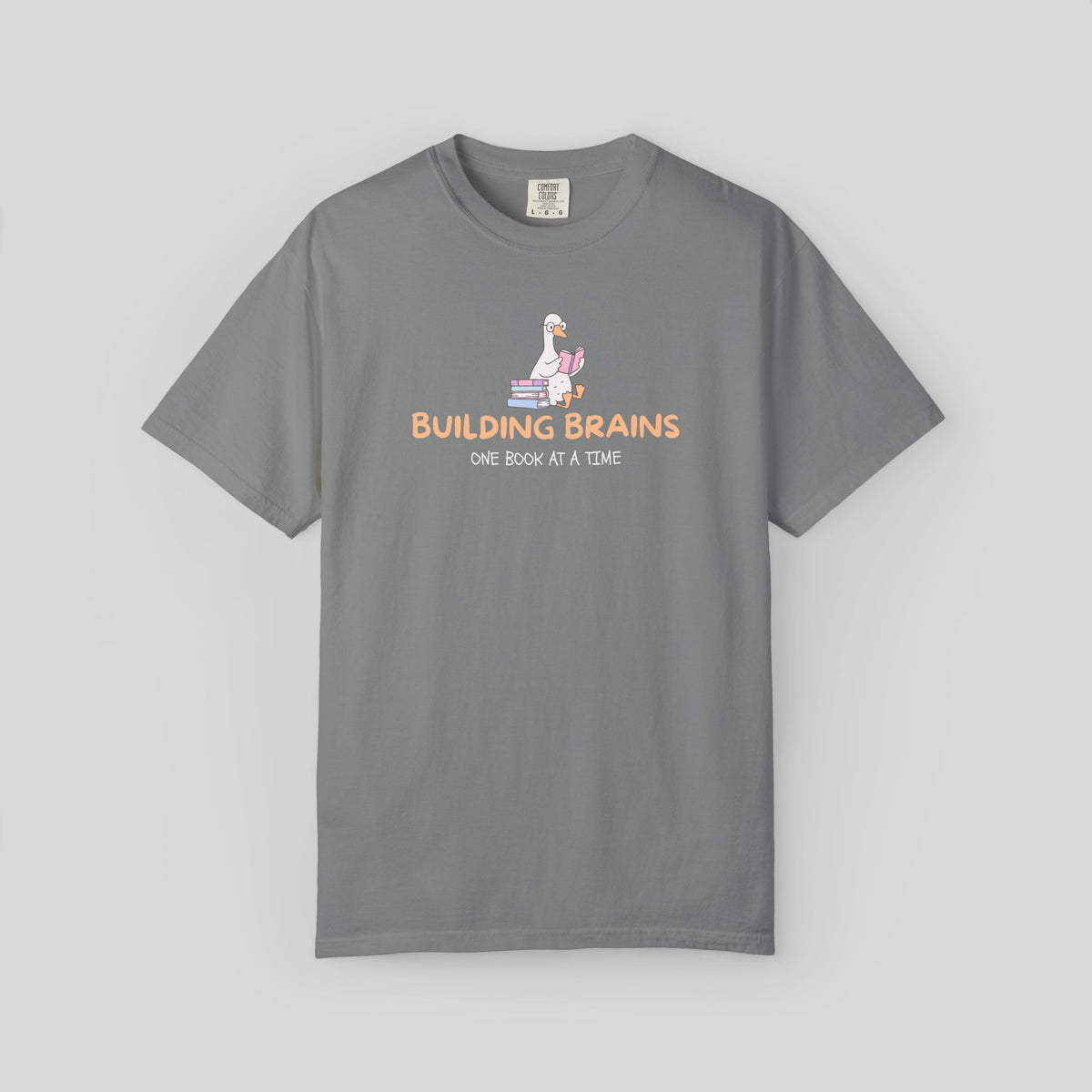 Building Brains One Book at a Time Shirt, Reading Teacher Gift, Librarian Tee, Cute Goose Book Lover, Early Literacy, Bookish