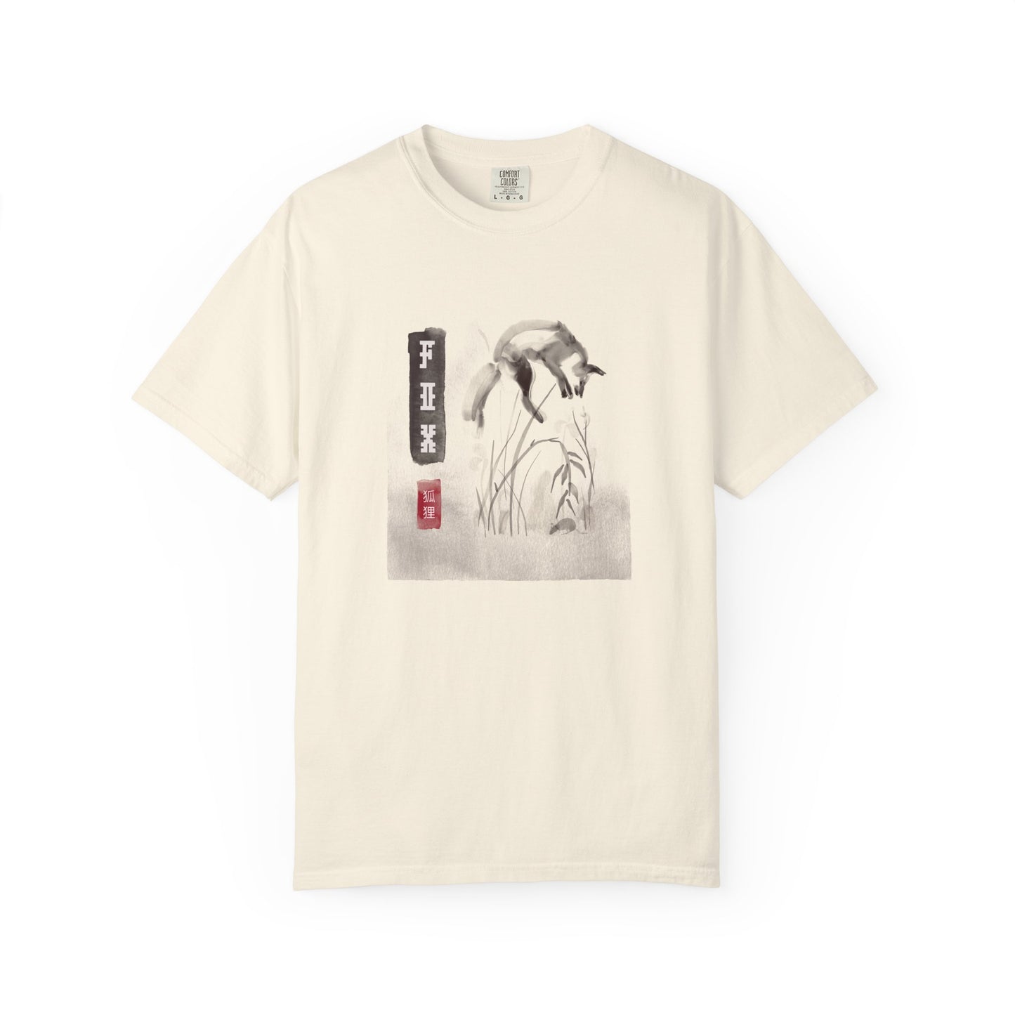 Japanese Ink Wash Fox Graphic T-Shirt Sumi-e Animal Art Tee Zen Aesthetic Wildlife Shirt Unisex