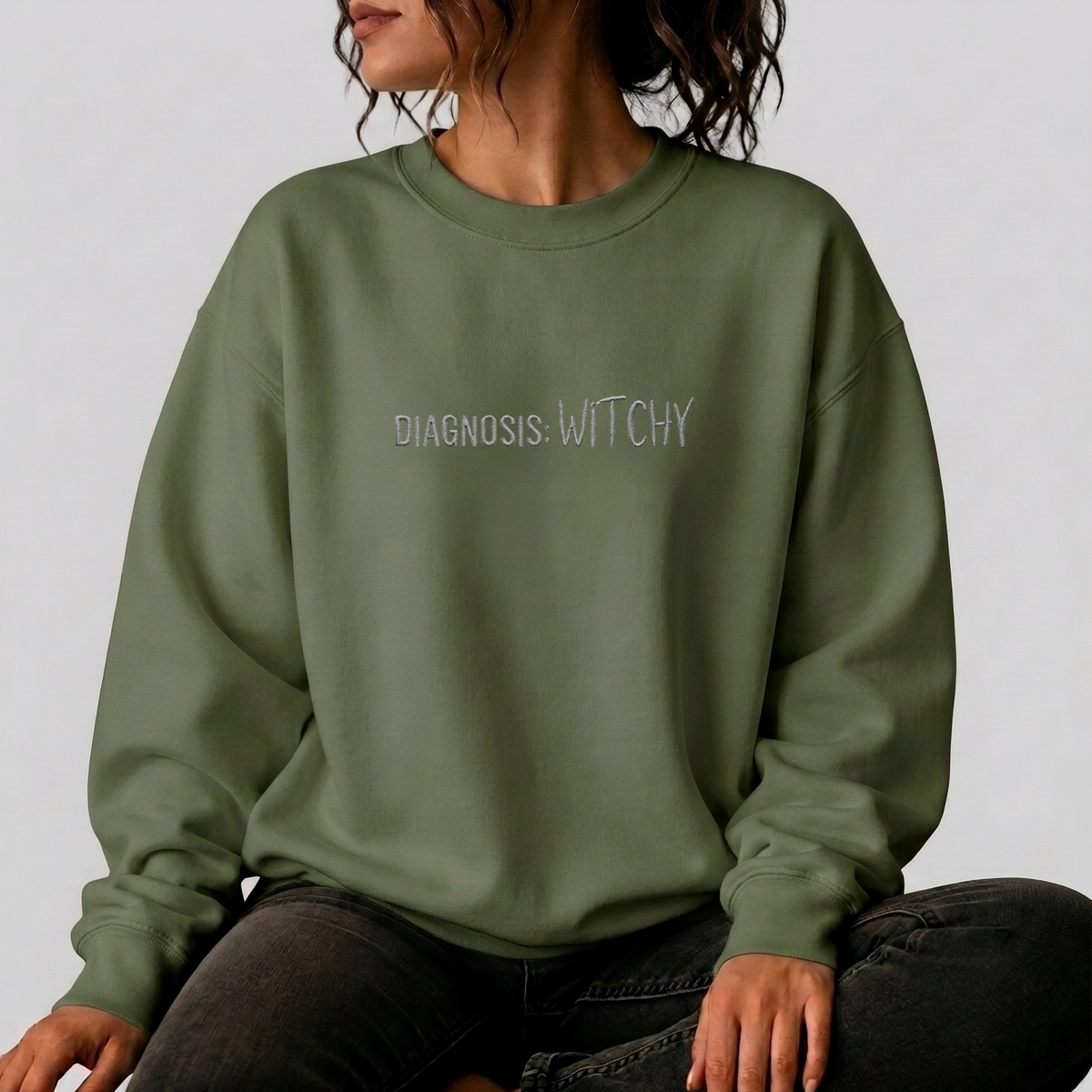 Minimal Tiny Script Logo Sweatshirt | White Crewneck