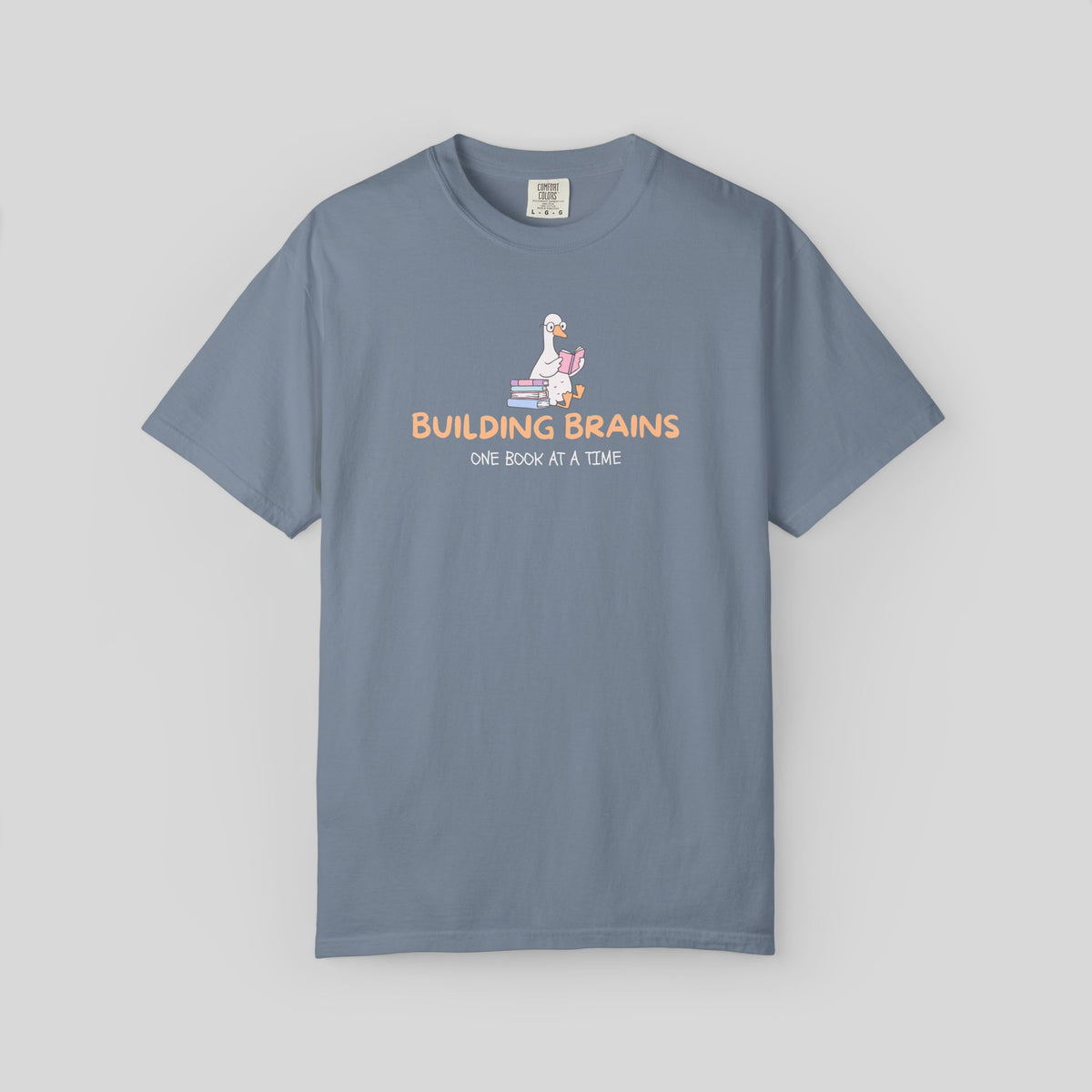 Building Brains One Book at a Time Shirt, Reading Teacher Gift, Librarian Tee, Cute Goose Book Lover, Early Literacy, Bookish
