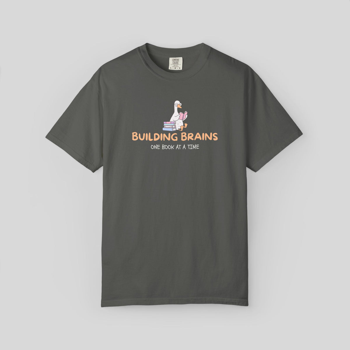 Building Brains One Book at a Time Shirt, Reading Teacher Gift, Librarian Tee, Cute Goose Book Lover, Early Literacy, Bookish