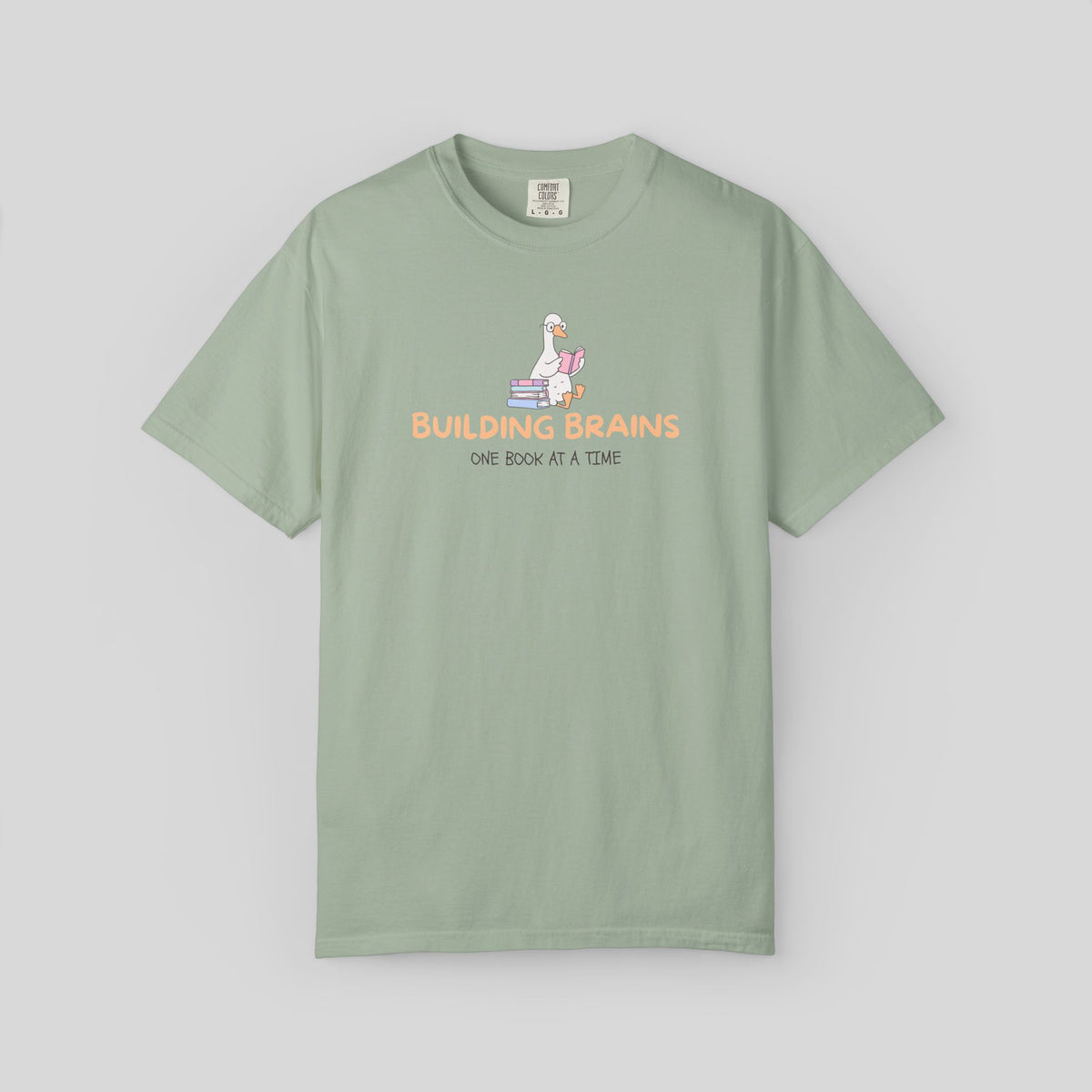 Building Brains One Book at a Time Shirt, Reading Teacher Gift, Librarian Tee, Cute Goose Book Lover, Early Literacy, Bookish