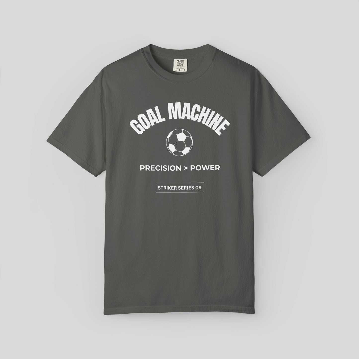 Goal Machine Soccer Shirt,Precision Over Power Soccer Tee,Striker Series Retro Varsity T-Shirt