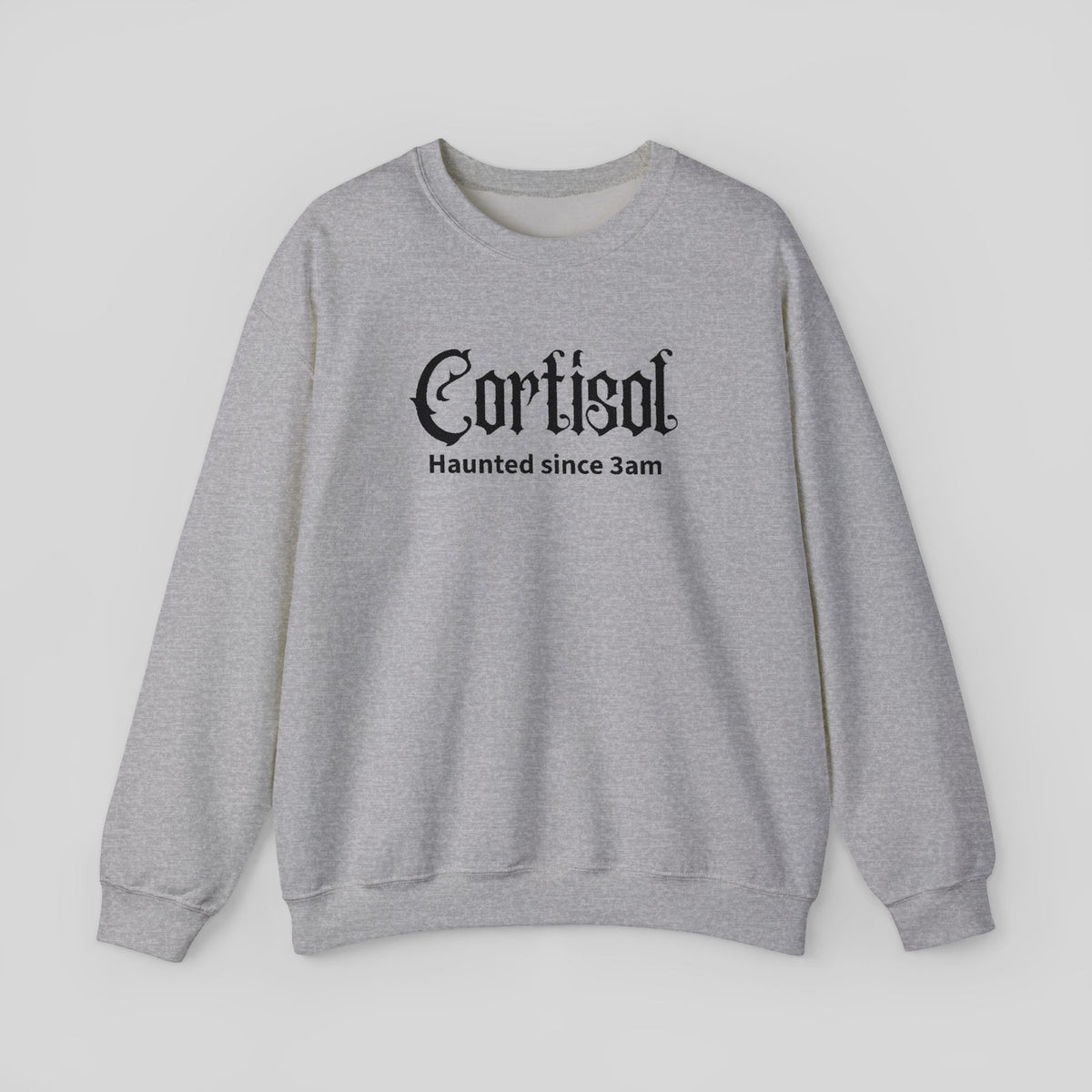 Embroidered Cortisol Sweatshirt, Haunted Since 3am Crewneck, Gothic Insomnia Stress Pullover, Funny Mental Health Fall Spooky Season Sweater