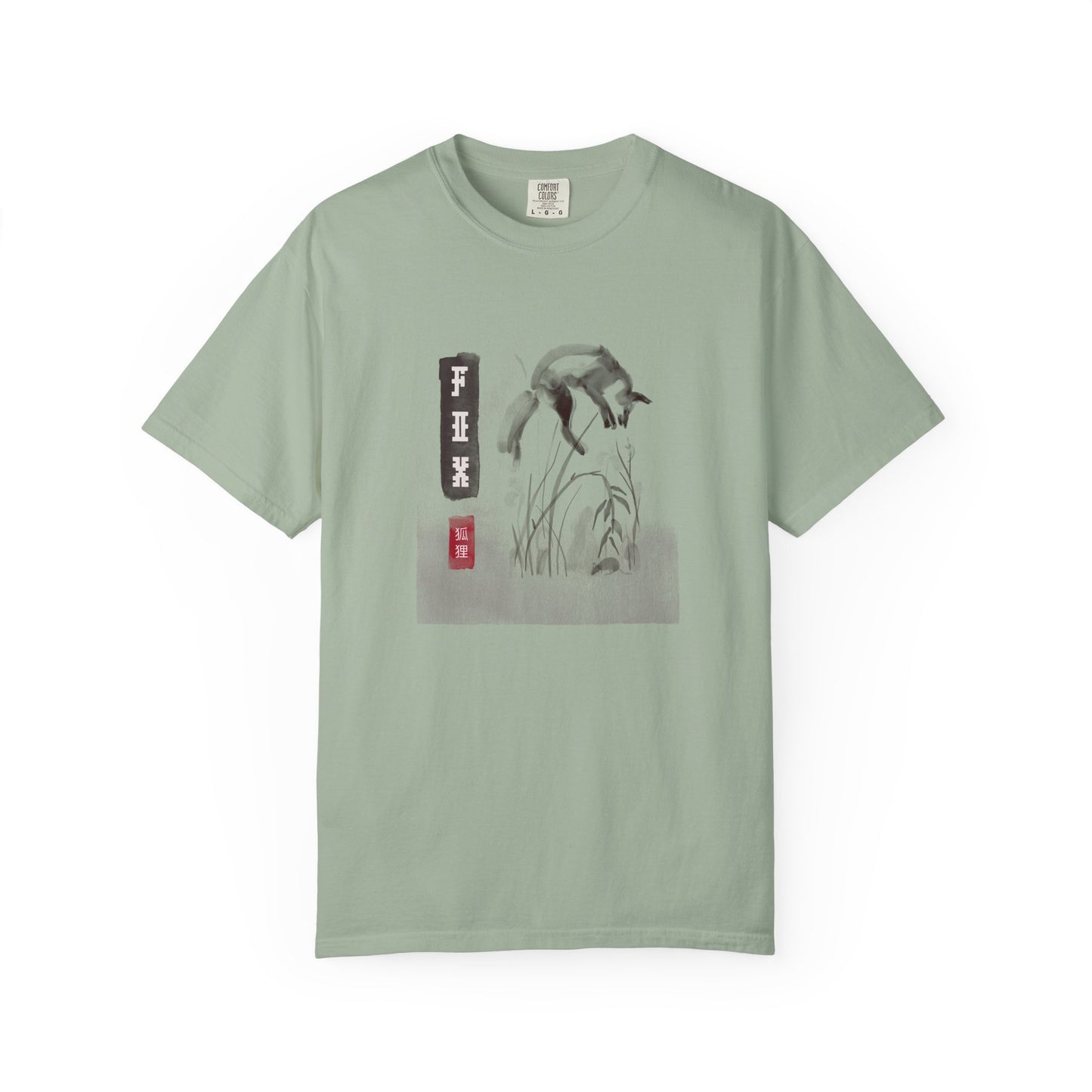 Japanese Ink Wash Fox Graphic T-Shirt Sumi-e Animal Art Tee Zen Aesthetic Wildlife Shirt Unisex