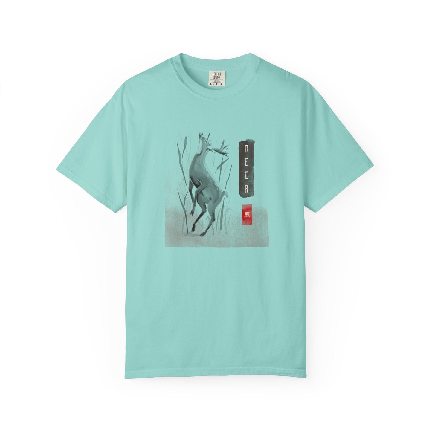 Japanese Ink Wash Deer Graphic T-Shirt Sumi-e Animal Art Tee Zen Wildlife Shirt Unisex Nature Lover