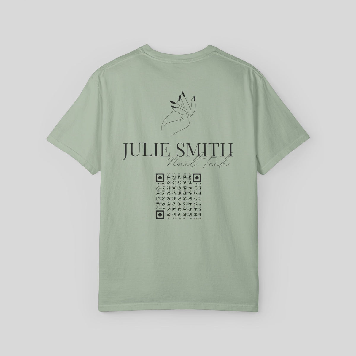 Custom Nail Tech Shirt, Personalized QR Code Salon Uniform, Nail Artist T-Shirt, Beauty Salon Tee