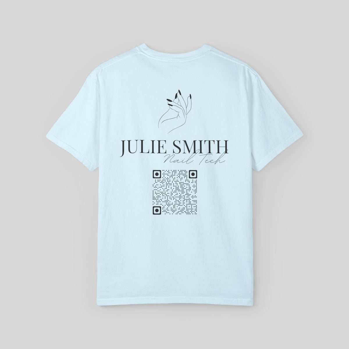 Custom Nail Tech Shirt, Personalized QR Code Salon Uniform, Nail Artist T-Shirt, Beauty Salon Tee