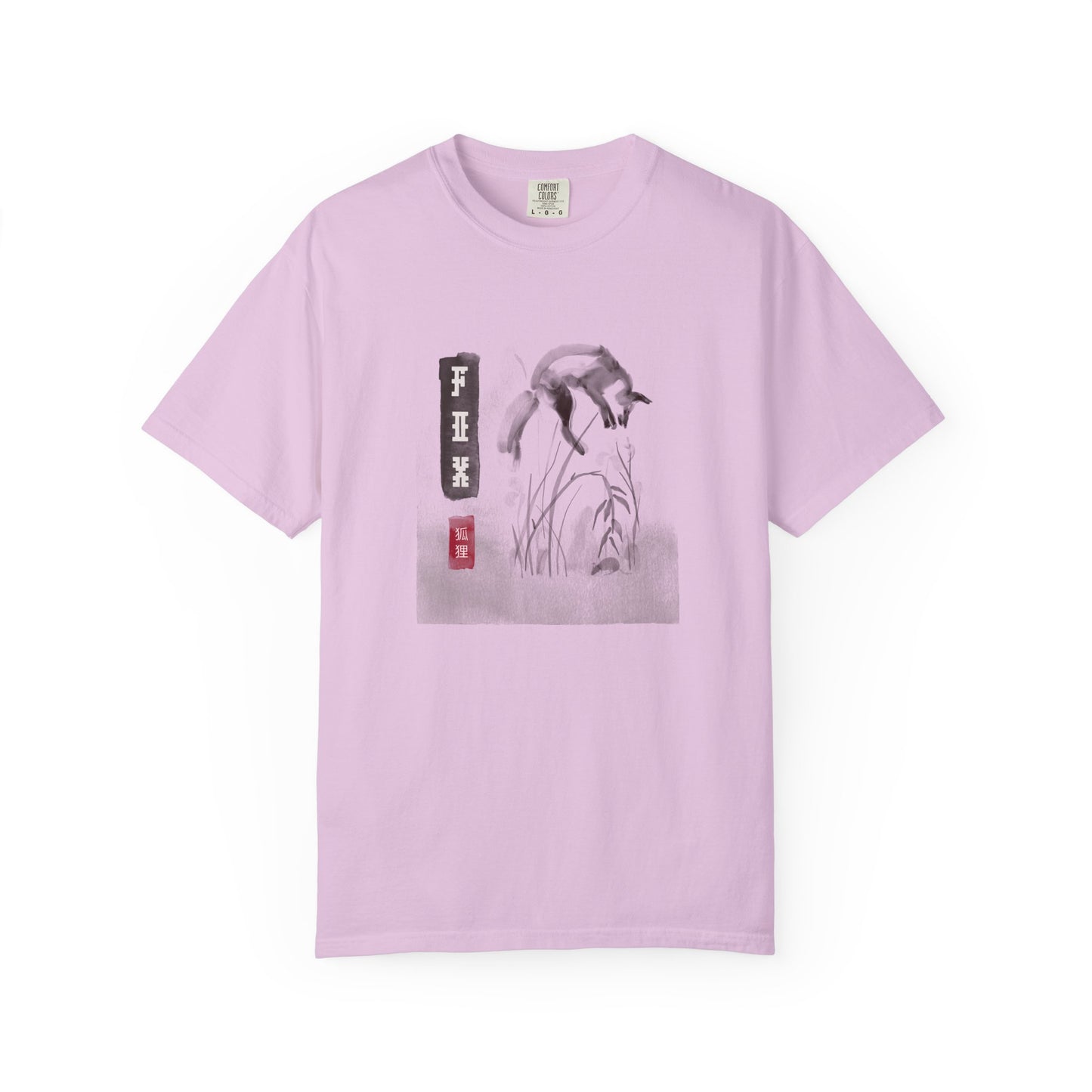 Japanese Ink Wash Fox Graphic T-Shirt Sumi-e Animal Art Tee Zen Aesthetic Wildlife Shirt Unisex