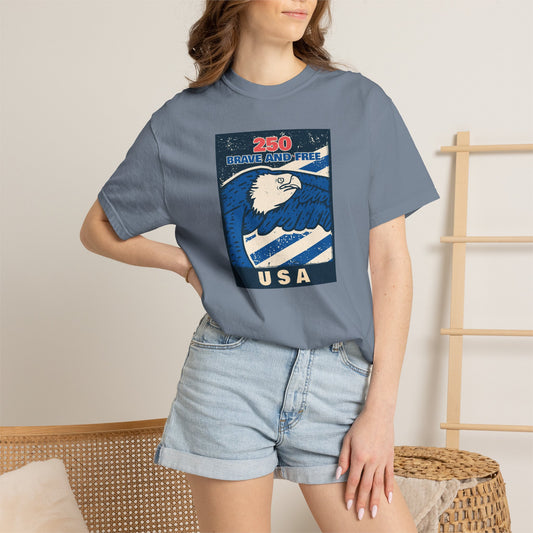 America 250 Years Brave And Free Tee Comfort Colors Patriotic Shirt USA Semiquincentennial Vintage