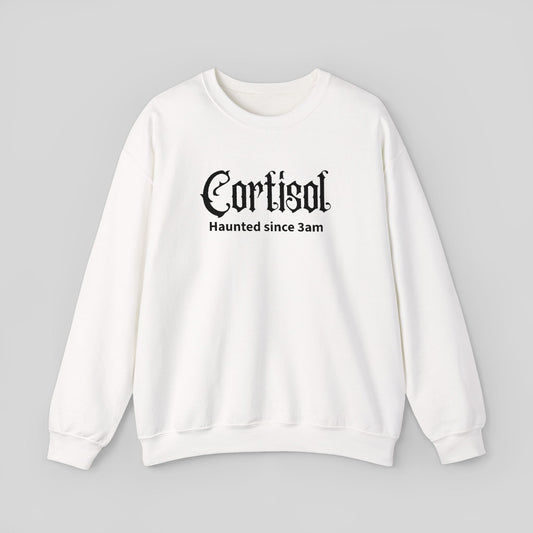 Embroidered Cortisol Sweatshirt, Haunted Since 3am Crewneck, Gothic Insomnia Stress Pullover, Funny Mental Health Fall Spooky Season Sweater