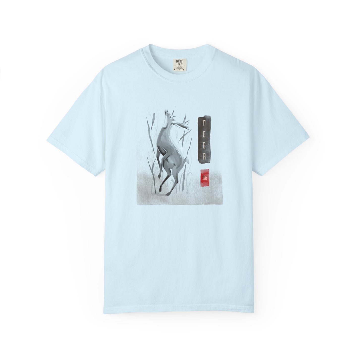 Japanese Ink Wash Deer Graphic T-Shirt Sumi-e Animal Art Tee Zen Wildlife Shirt Unisex Nature Lover