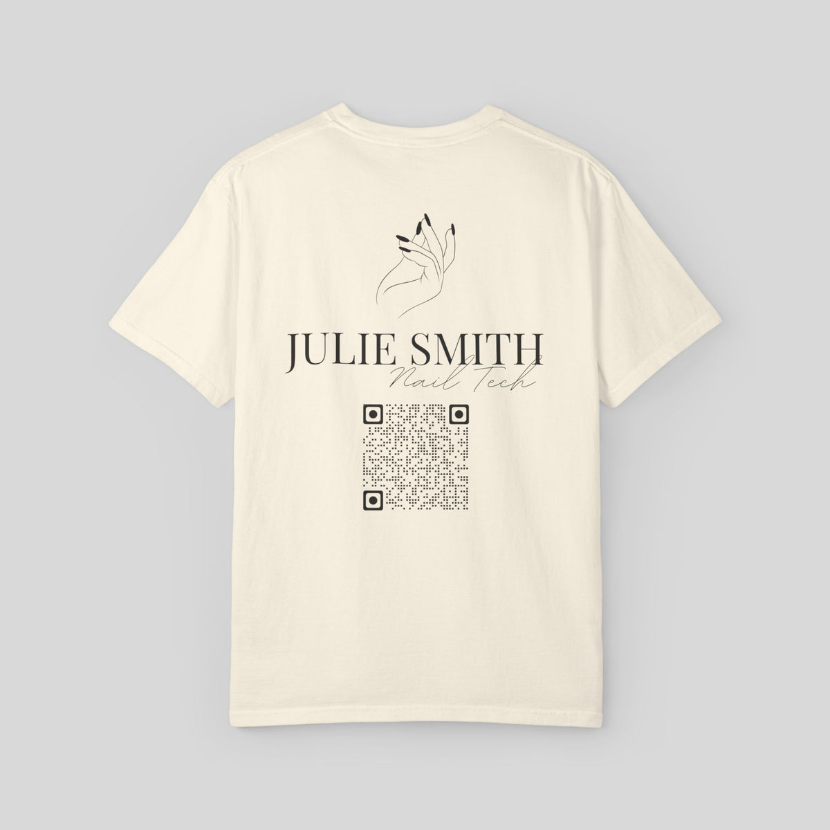 Custom Nail Tech Shirt, Personalized QR Code Salon Uniform, Nail Artist T-Shirt, Beauty Salon Tee