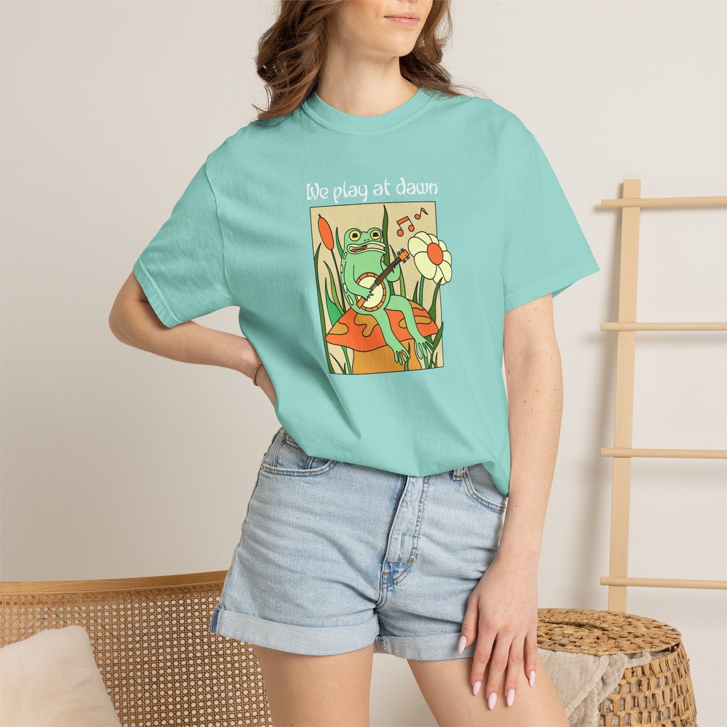We Play At Dawn Funny Guitarist Frog Comfort Colors Shirt Guitar Player Tee Musician Humor Shirt