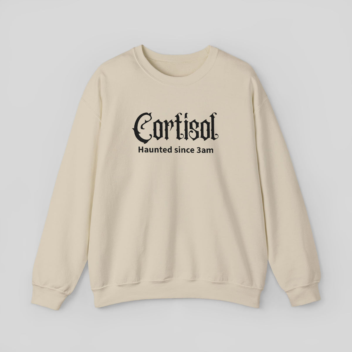 Embroidered Cortisol Sweatshirt, Haunted Since 3am Crewneck, Gothic Insomnia Stress Pullover, Funny Mental Health Fall Spooky Season Sweater