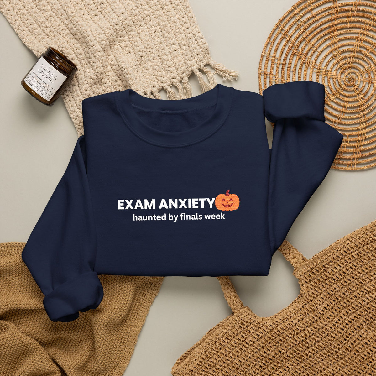 Exam Anxiety pumpkin graphic Sweatshirt | Halloween study humor
