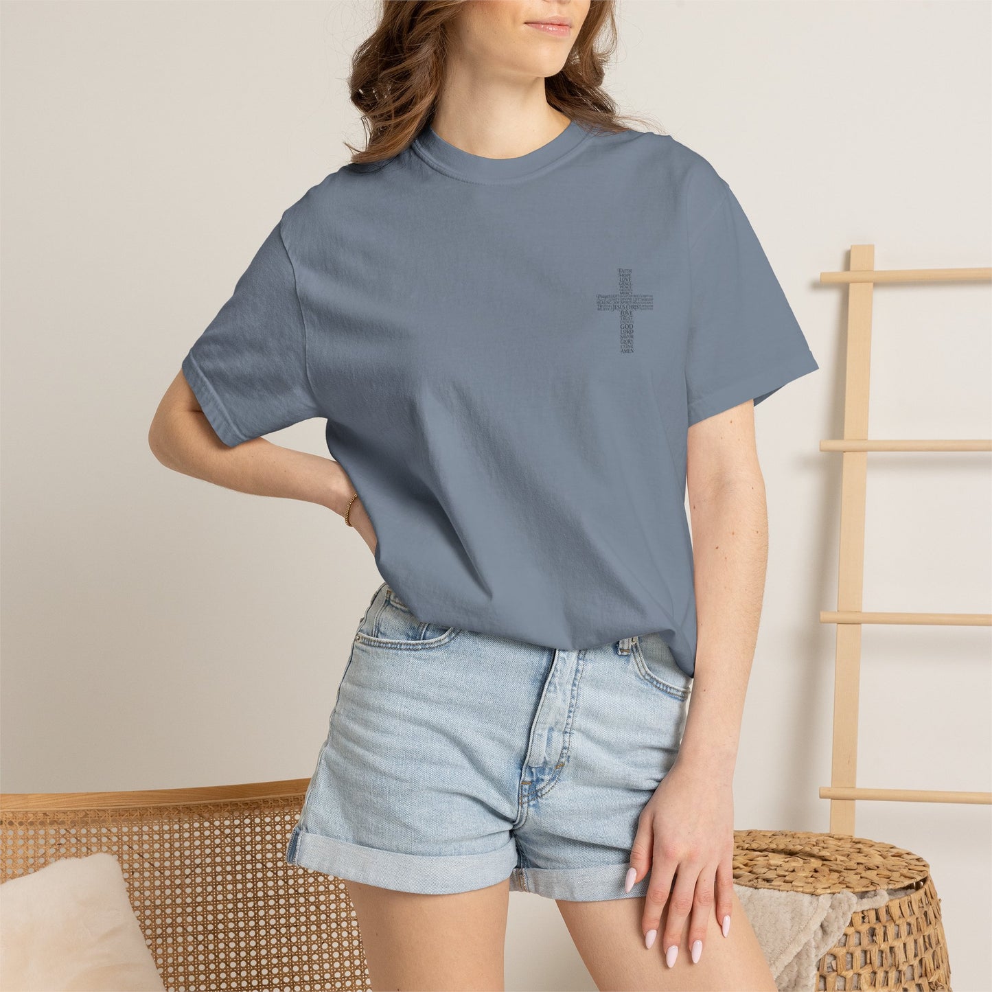 Faith Hope Love Christian Cross word Art T-Shirt Jesus Christ Bible Verse Graphic Tee Religious Gift