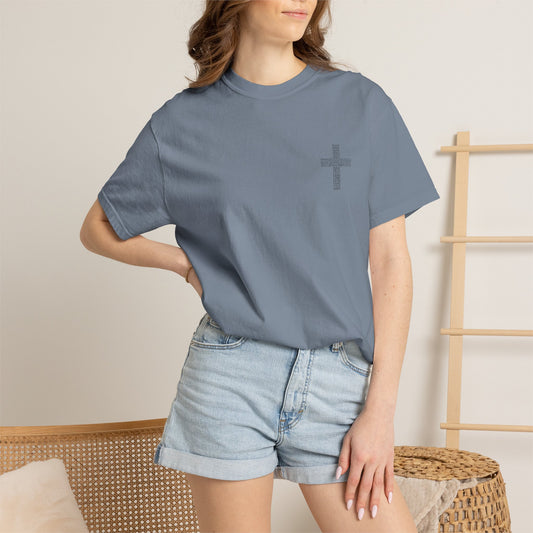 Faith Hope Love Christian Cross word Art T-Shirt Jesus Christ Bible Verse Graphic Tee Religious Gift