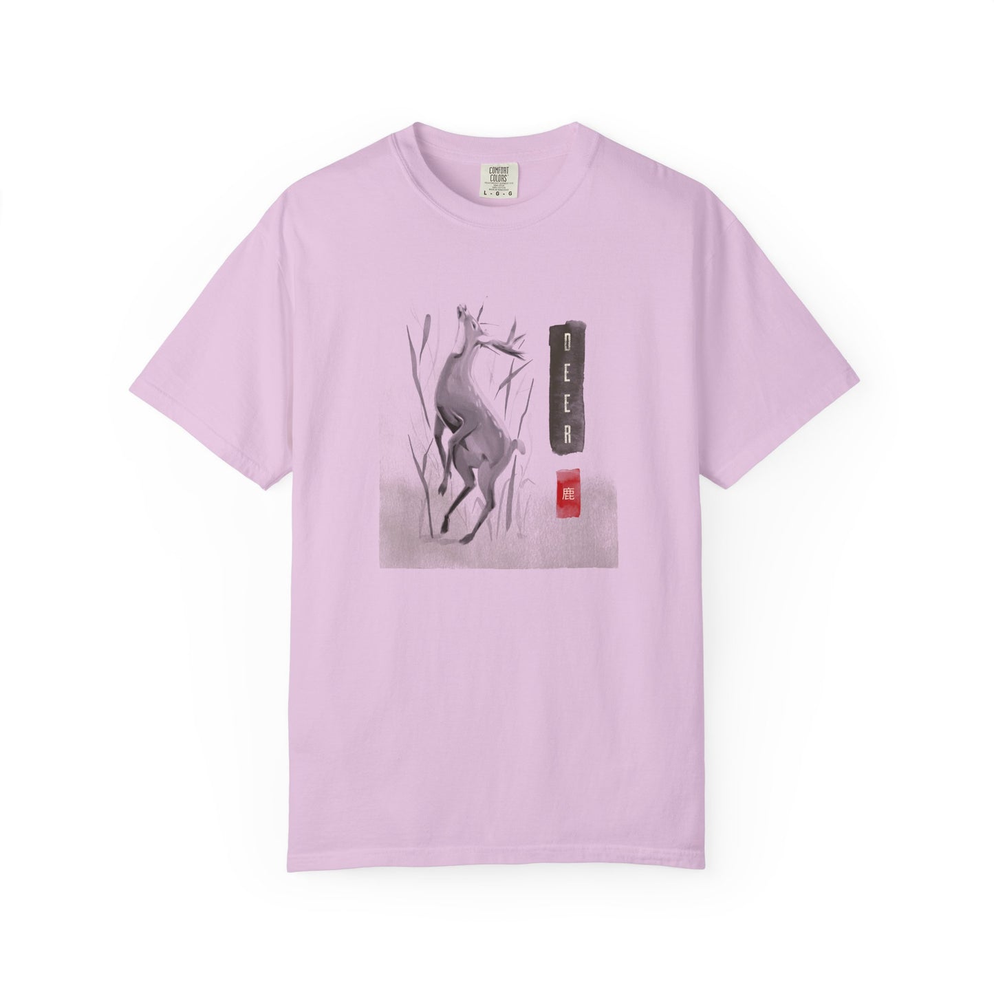 Japanese Ink Wash Deer Graphic T-Shirt Sumi-e Animal Art Tee Zen Wildlife Shirt Unisex Nature Lover
