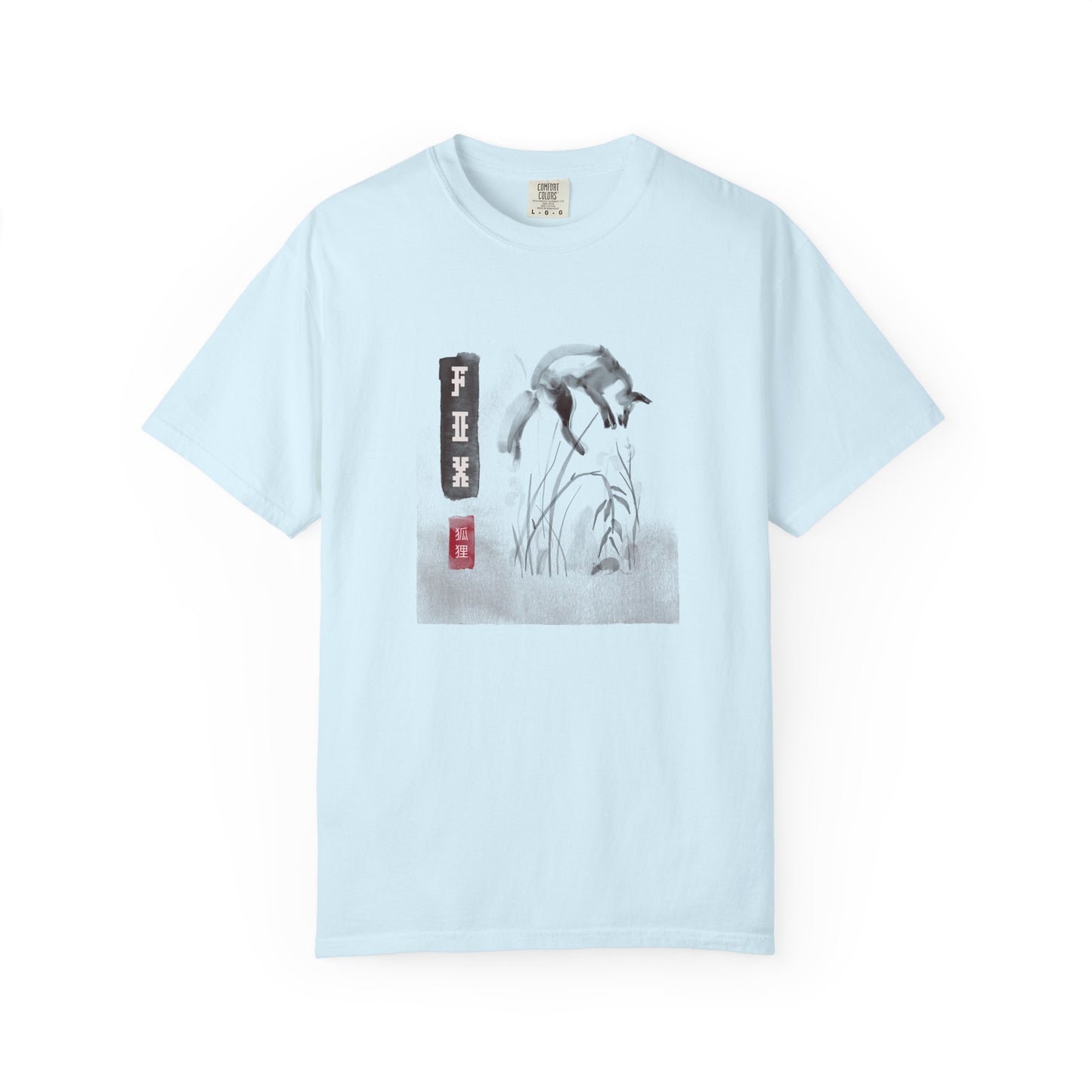 Japanese Ink Wash Fox Graphic T-Shirt Sumi-e Animal Art Tee Zen Aesthetic Wildlife Shirt Unisex