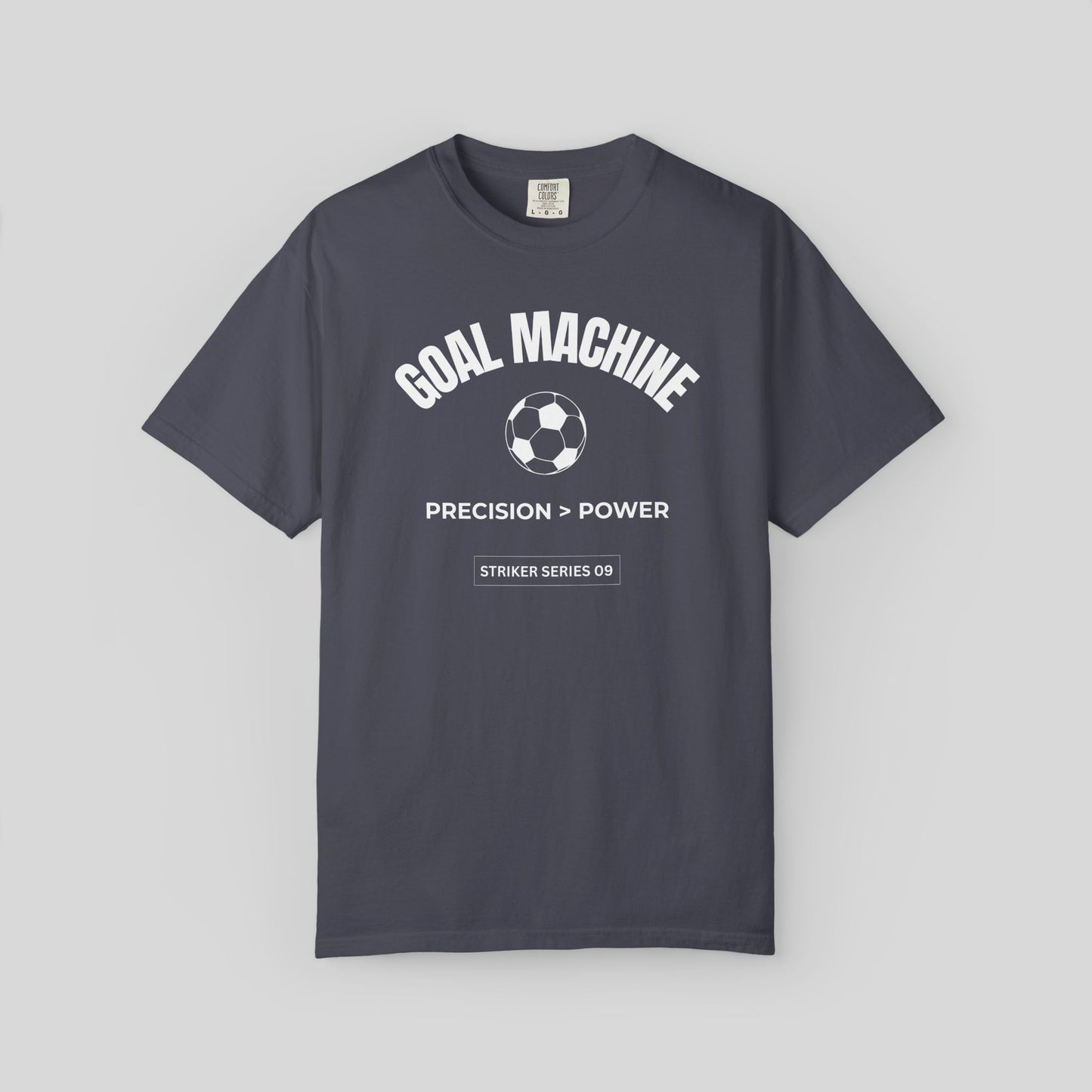 Goal Machine Soccer Shirt,Precision Over Power Soccer Tee,Striker Series Retro Varsity T-Shirt